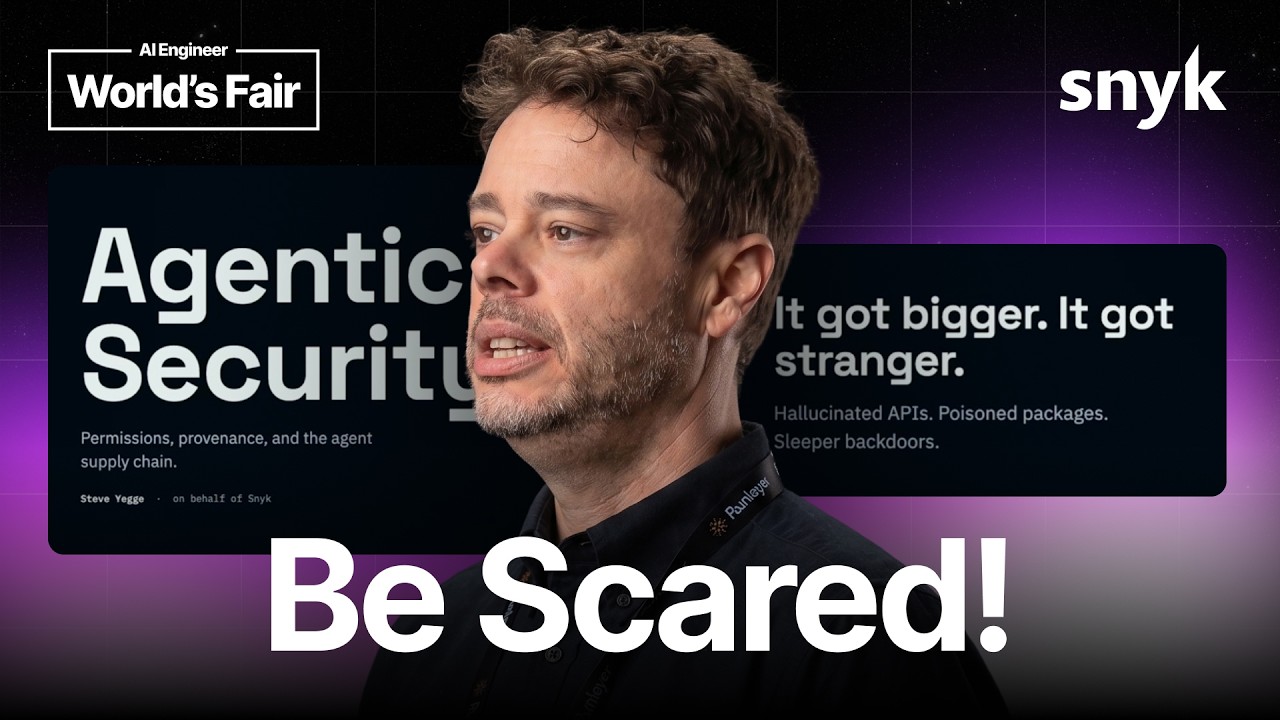 Steve Yegge on stage at AI Engineer World's Fair 2026 — Agentic Security: Permissions, Provenance, and the Agent Supply Chain